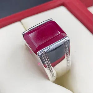 Natural  Ruby male Ring – 12 Carats | 925 Sterling Silver