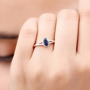 5-Carat Natural Blue Sapphire female Ring | south African  Gemstone in Sterling Silver