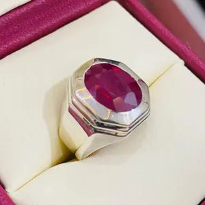 Natural  Ruby male Ring – 10.5 Carats | 925 Sterling Silver