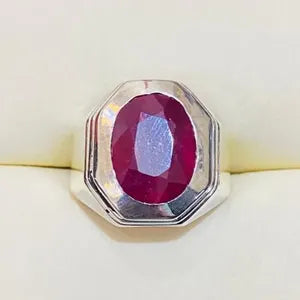 Natural  Ruby male Ring – 10.5 Carats | 925 Sterling Silver