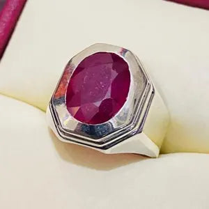 Natural  Ruby male Ring – 10.5 Carats | 925 Sterling Silver