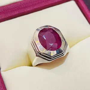 Natural  Ruby male Ring – 10.5 Carats | 925 Sterling Silver