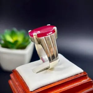 Natural  Ruby male Ring – 11.5 Carats | 925 Sterling Silver