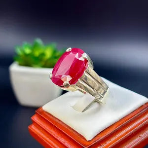 Natural  Ruby male Ring – 11.5 Carats | 925 Sterling Silver