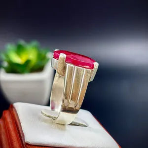 Natural  Ruby male Ring – 11.5 Carats | 925 Sterling Silver