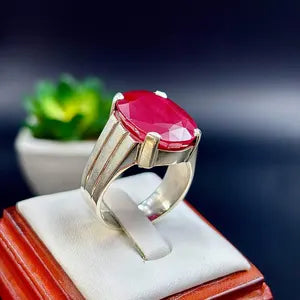 Natural  Ruby male Ring – 11.5 Carats | 925 Sterling Silver