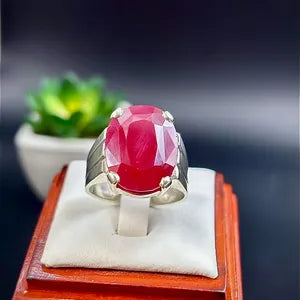 Natural  Ruby male Ring – 11.5 Carats | 925 Sterling Silver