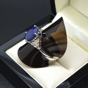 13-Carat Natural Blue Sapphire Women’s Ring | south African  Gemstone in Sterling Silver