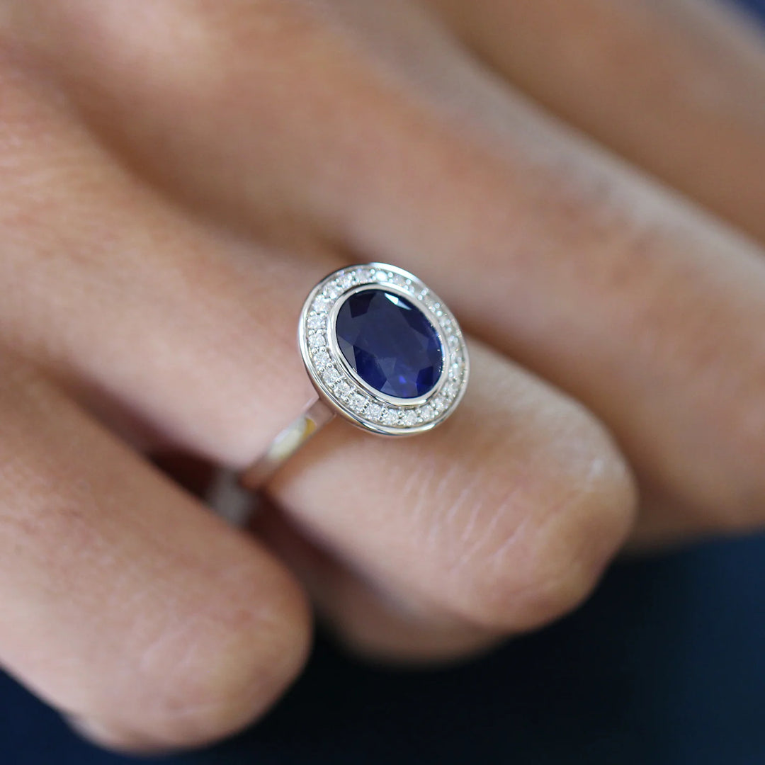 10-Carat Natural Blue Sapphire Women’s Ring | Kashmir Gemstone in Sterling Silver