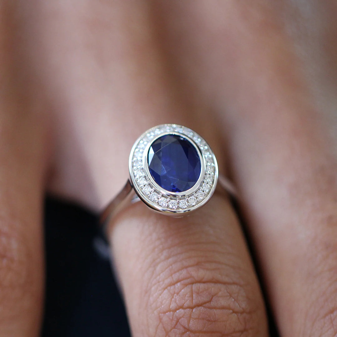 10-Carat Natural Blue Sapphire Women’s Ring | Kashmir Gemstone in Sterling Silver